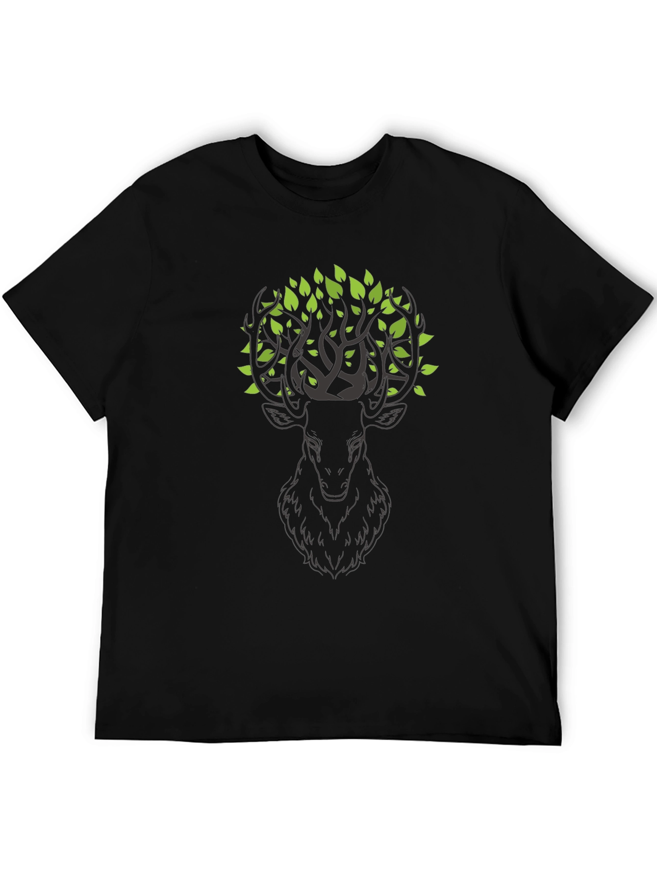 Nature Deer Graphic Black T-Shirt