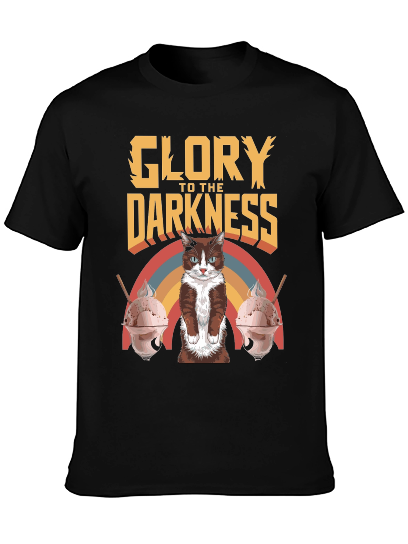 Glory To The Darkness Cat Graphic T-Shirt