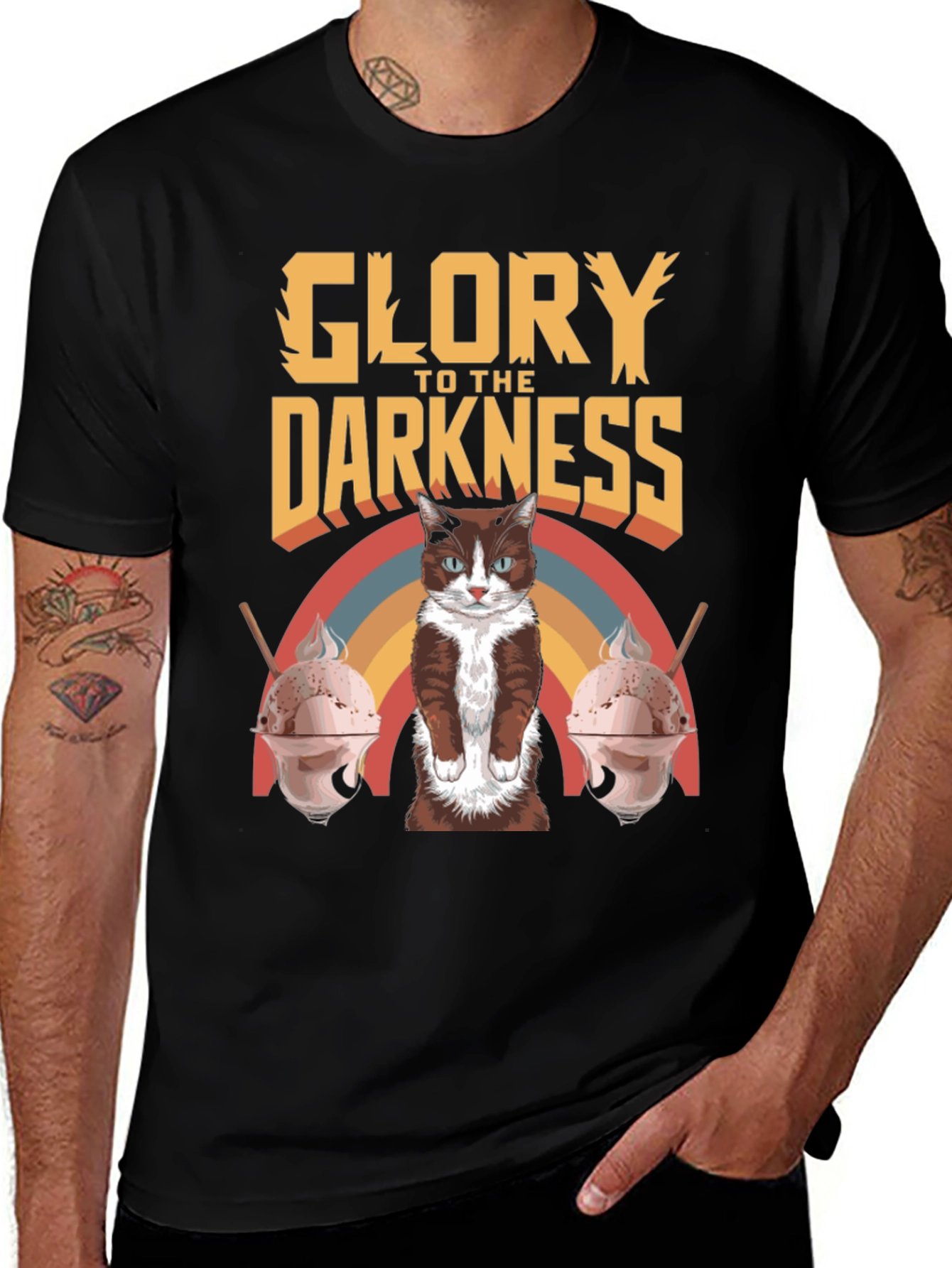 Glory To The Darkness Cat Graphic T-Shirt