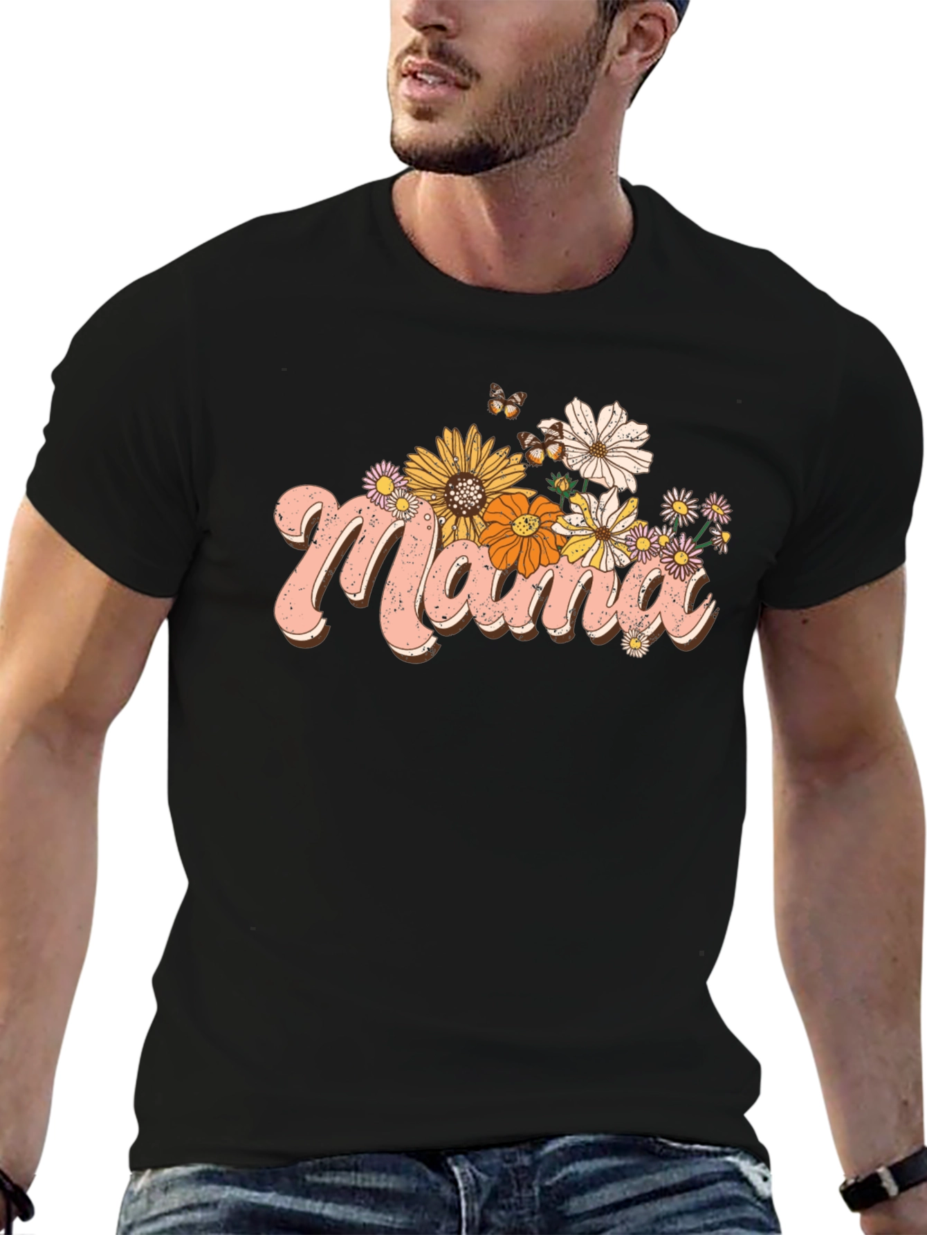 Floral Mama Graphic Tee - Retro Style