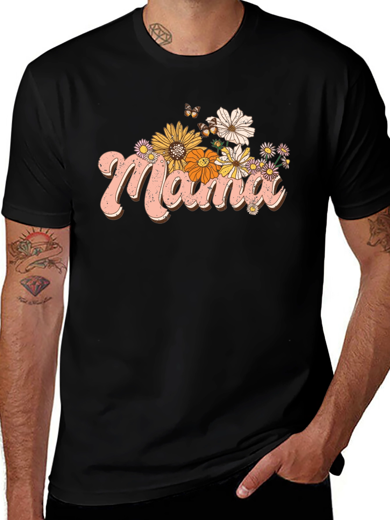 Floral Mama Graphic Tee - Retro Style