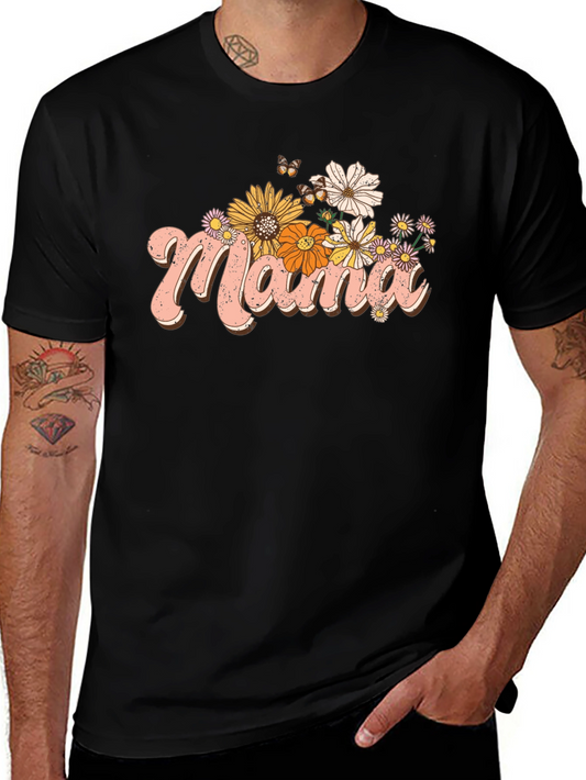 Floral Mama Graphic Tee - Retro Style