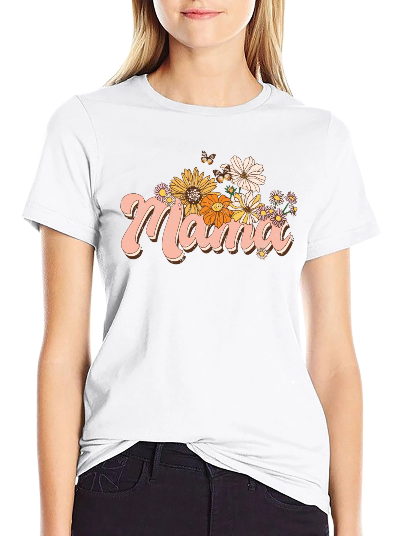 Floral Mama Graphic Tee - Retro Style