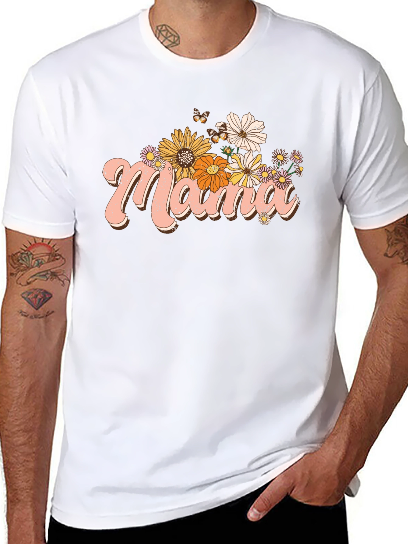 Floral Mama Graphic Tee - Retro Style