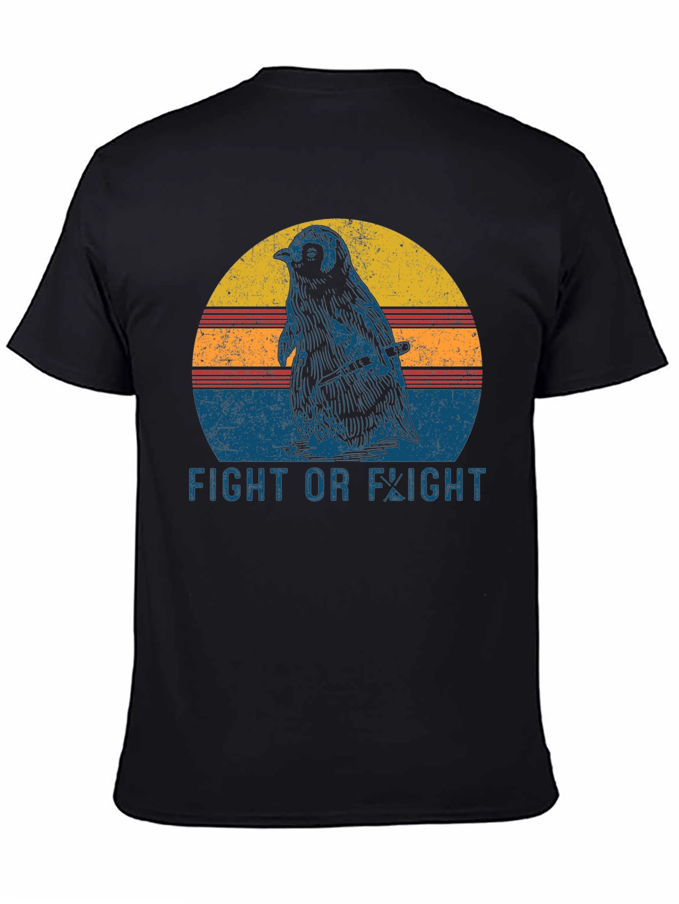 Fight or Flight Penguin T-Shirt - Black