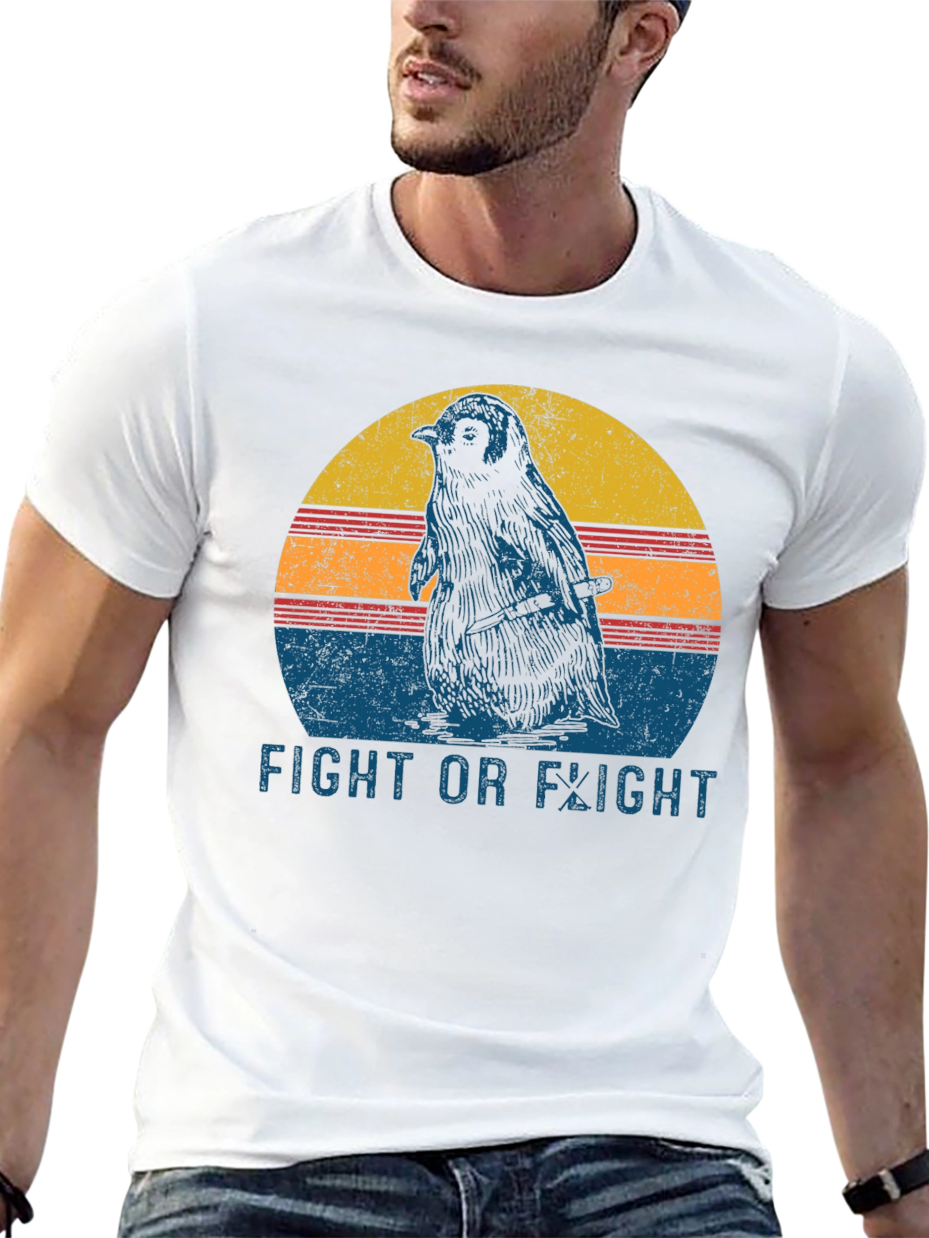 Fight or Flight Penguin T-Shirt - Black