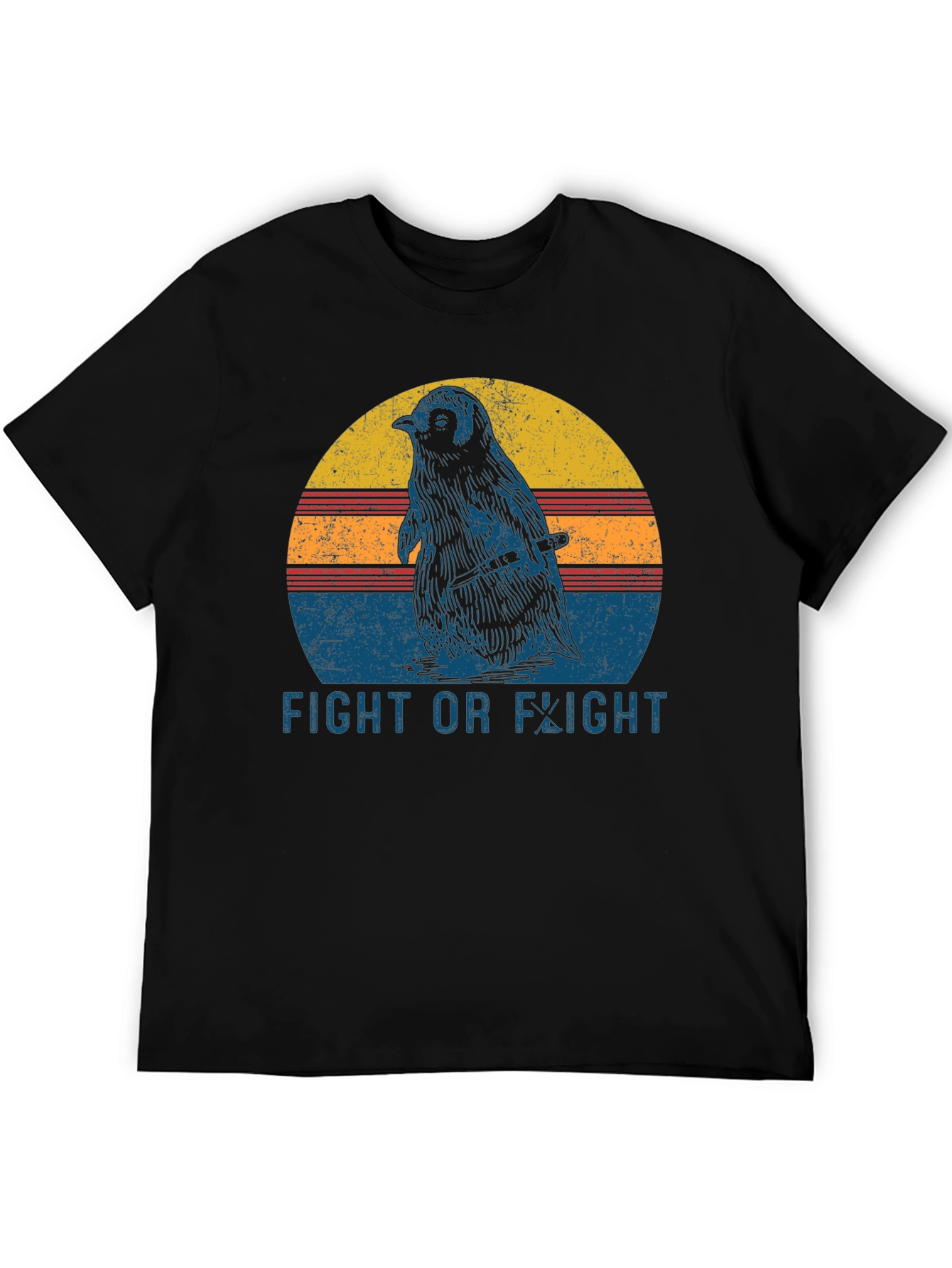 Fight or Flight Penguin T-Shirt - Black