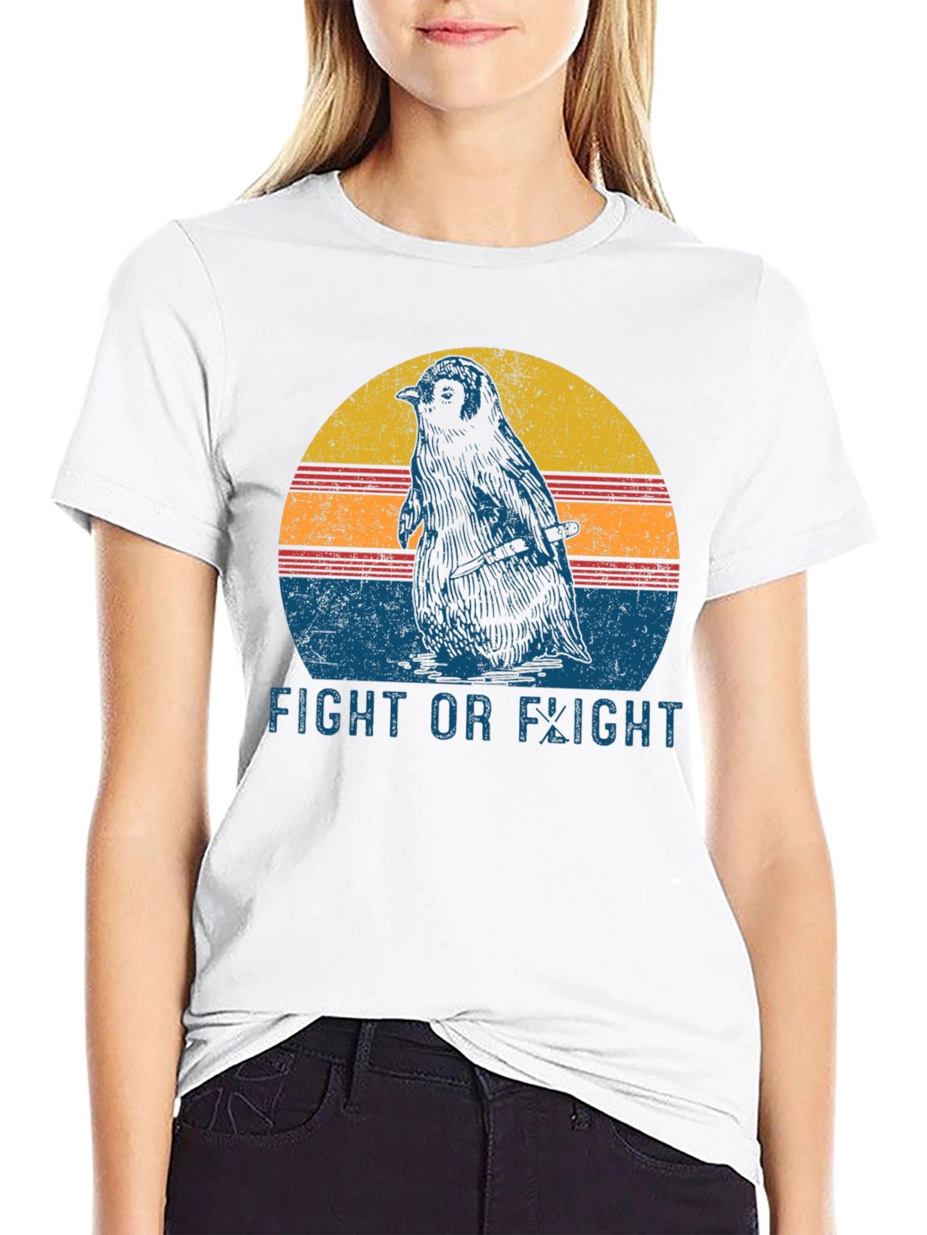 Fight or Flight Penguin T-Shirt - Black