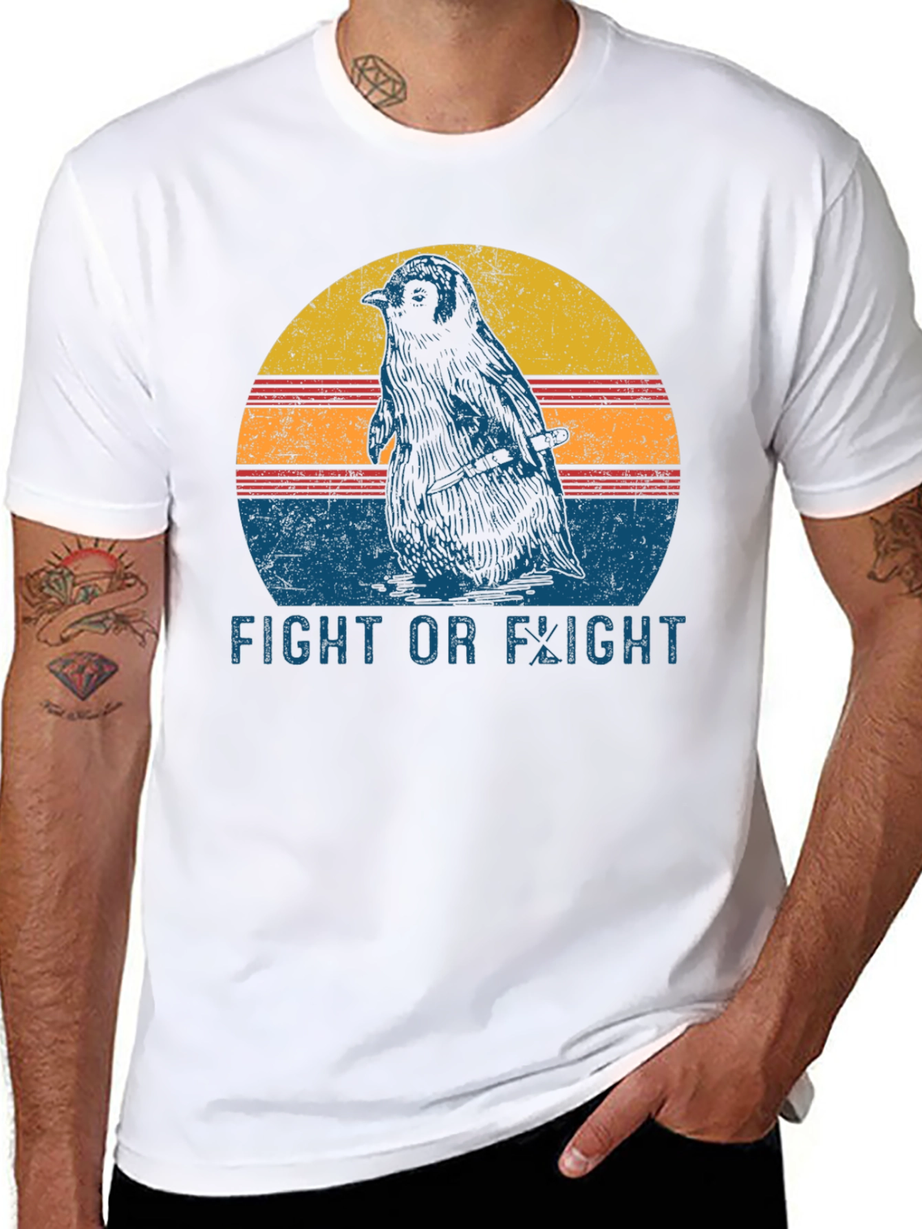 Fight or Flight Penguin T-Shirt - Black