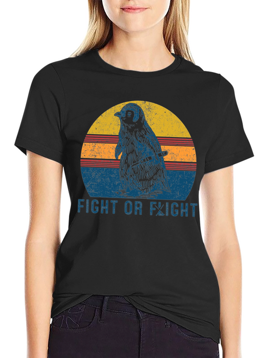 Fight or Flight Penguin T-Shirt - Black