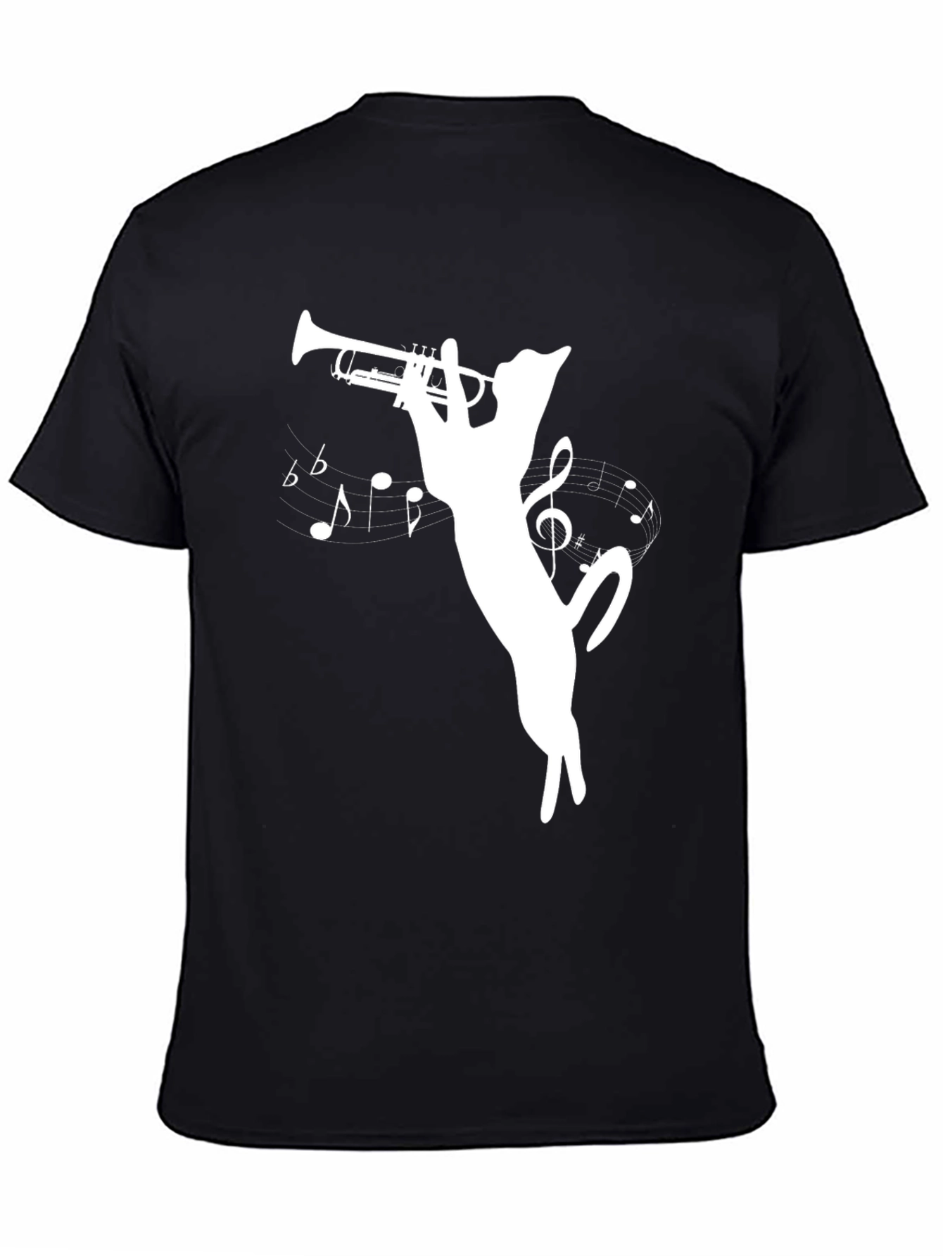 Cat Trumpet T-Shirt - Musical Feline Tee