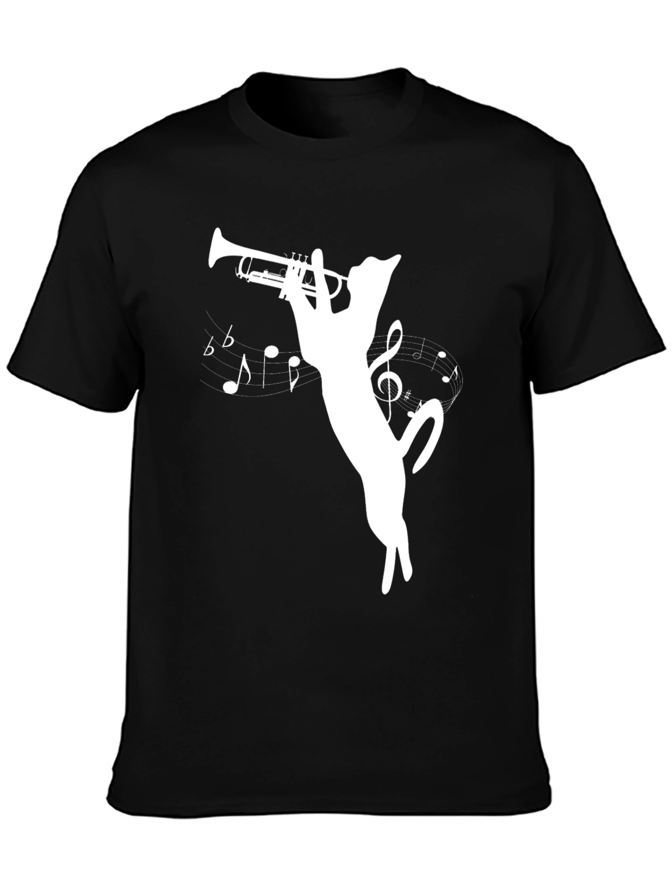 Cat Trumpet T-Shirt - Musical Feline Tee