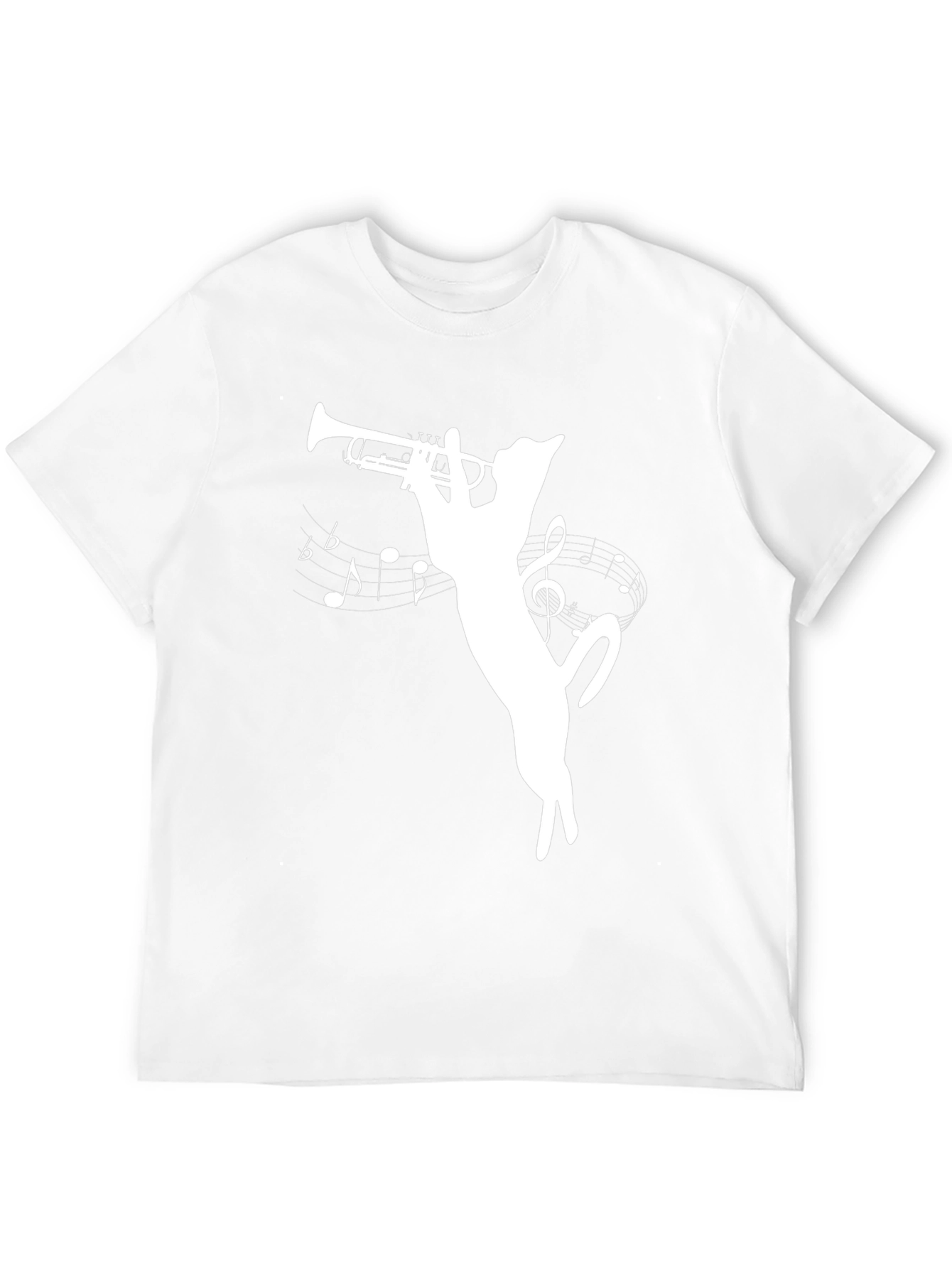 Cat Trumpet T-Shirt - Musical Feline Tee