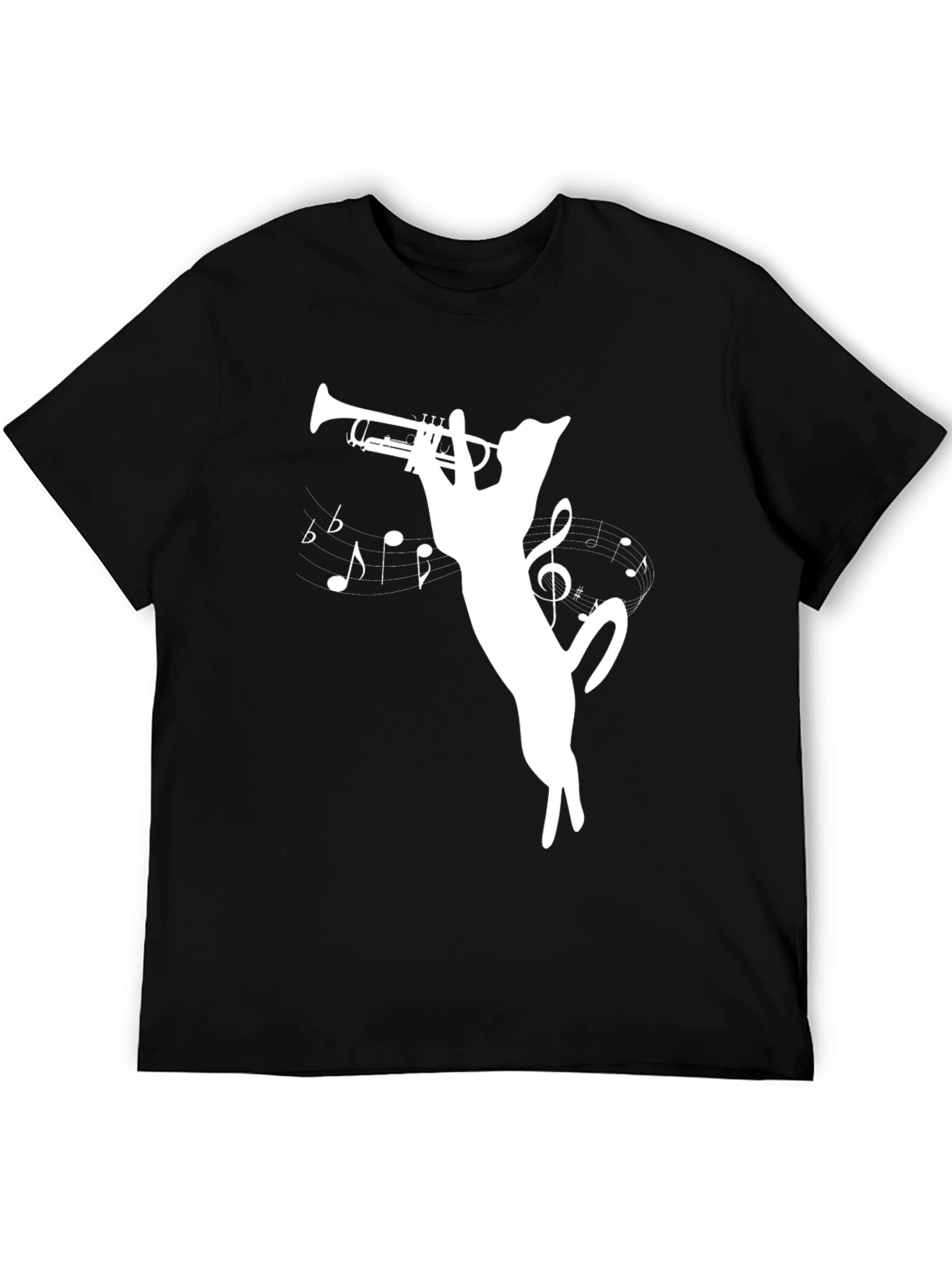 Cat Trumpet T-Shirt - Musical Feline Tee
