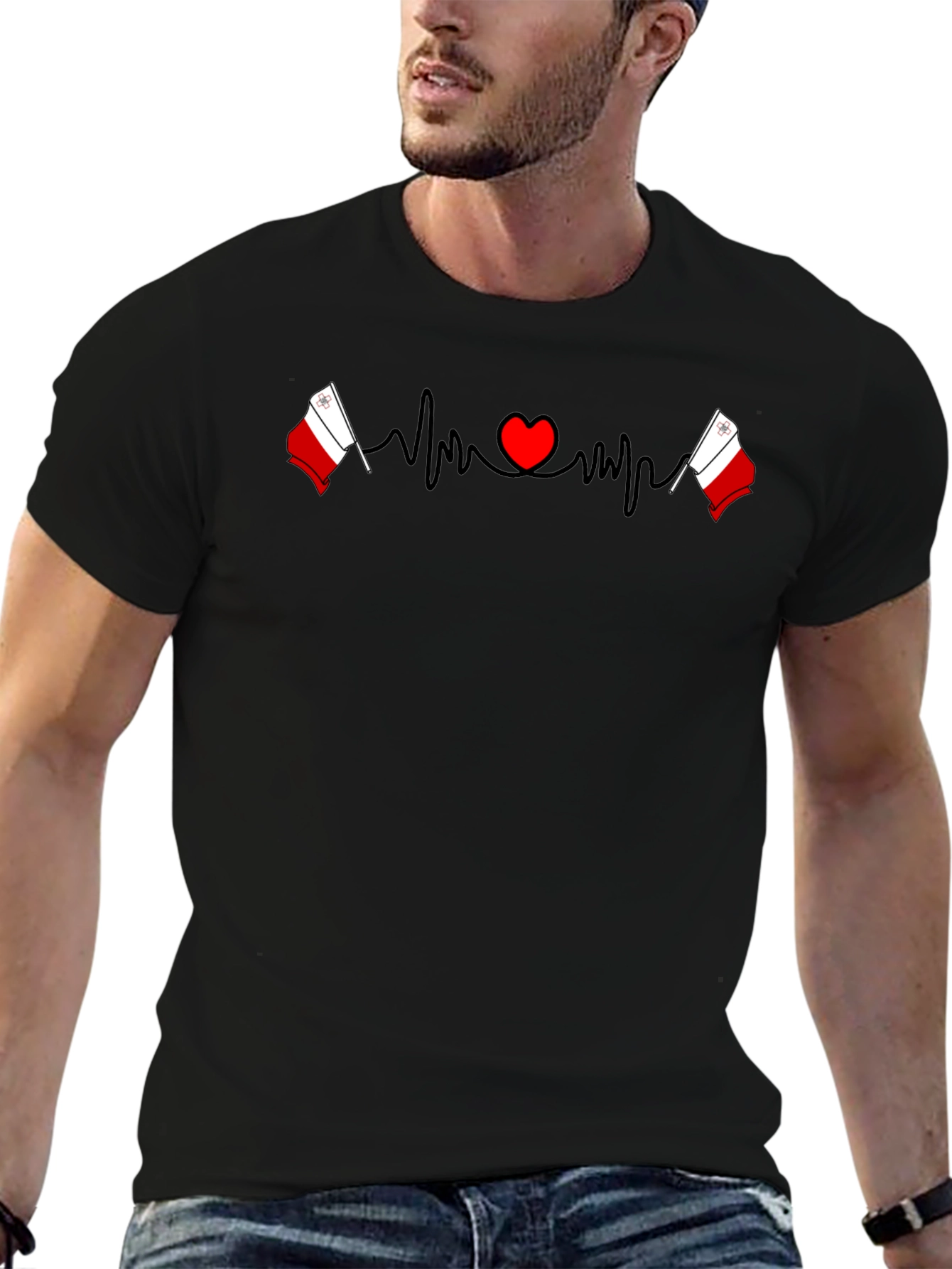 Malta Flag Heartbeat T-Shirt - Country Pride
