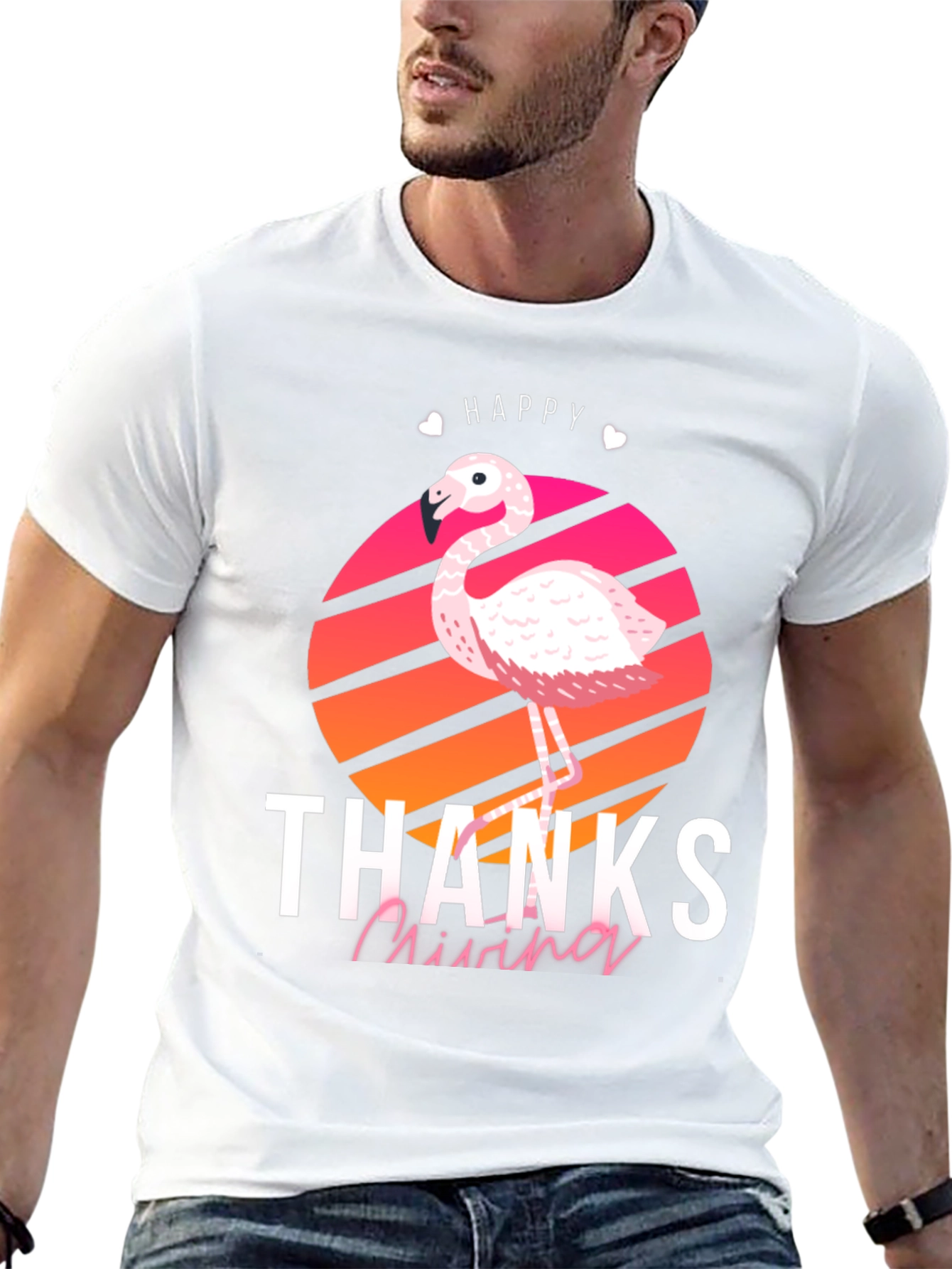 Happy Thanks Flamino T-Shirt - Mens Graphic Tee