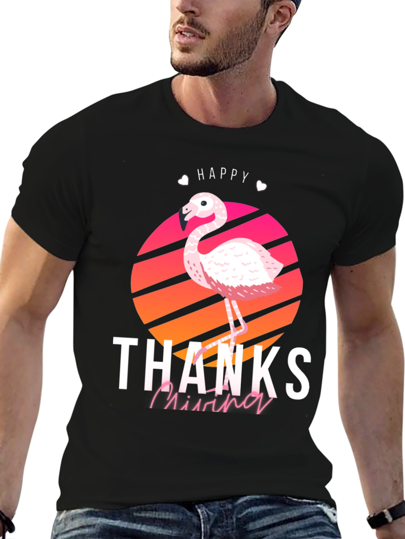 Happy Thanks Flamino T-Shirt - Mens Graphic Tee