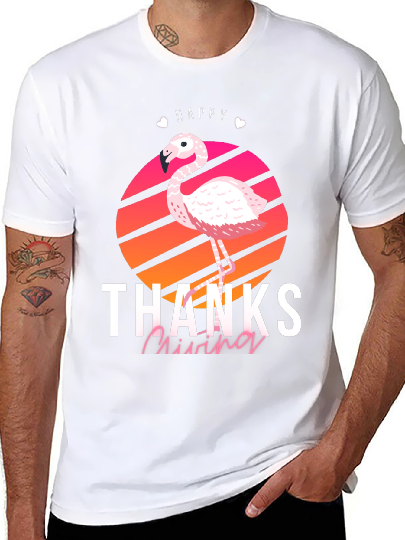 Happy Thanks Flamino T-Shirt - Mens Graphic Tee