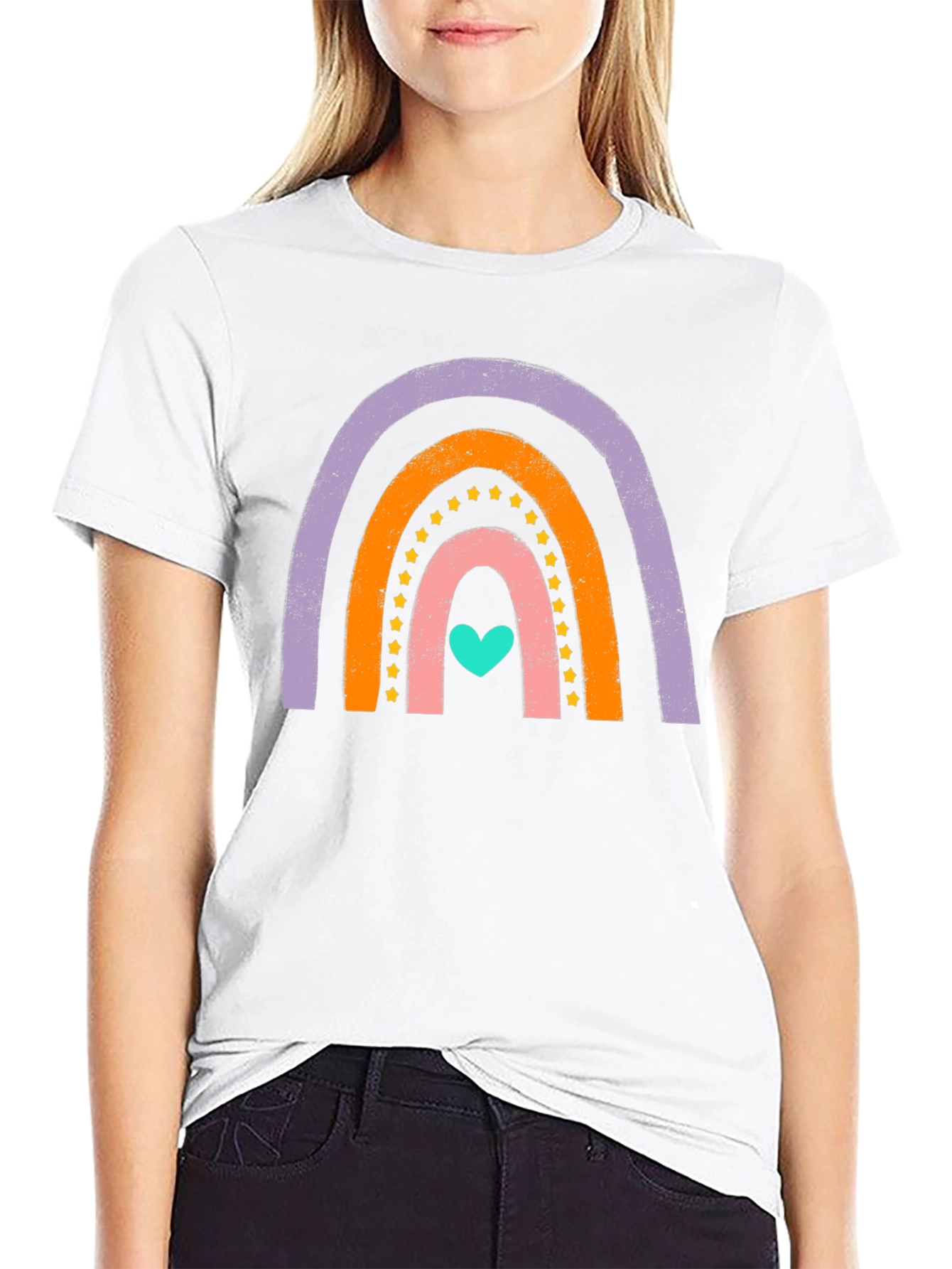 Rainbow Heart Graphic Tee - Soft Cotton Blend