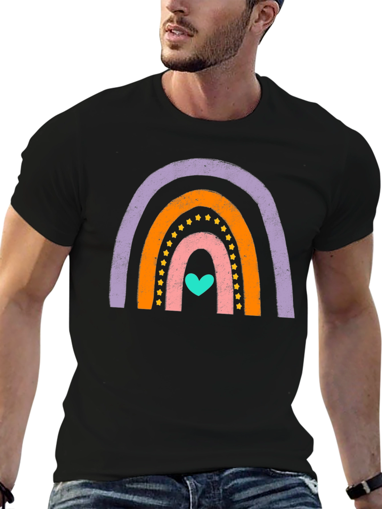 Rainbow Heart Graphic Tee - Soft Cotton Blend