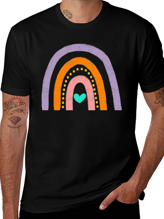 Rainbow Heart Graphic Tee - Soft Cotton Blend