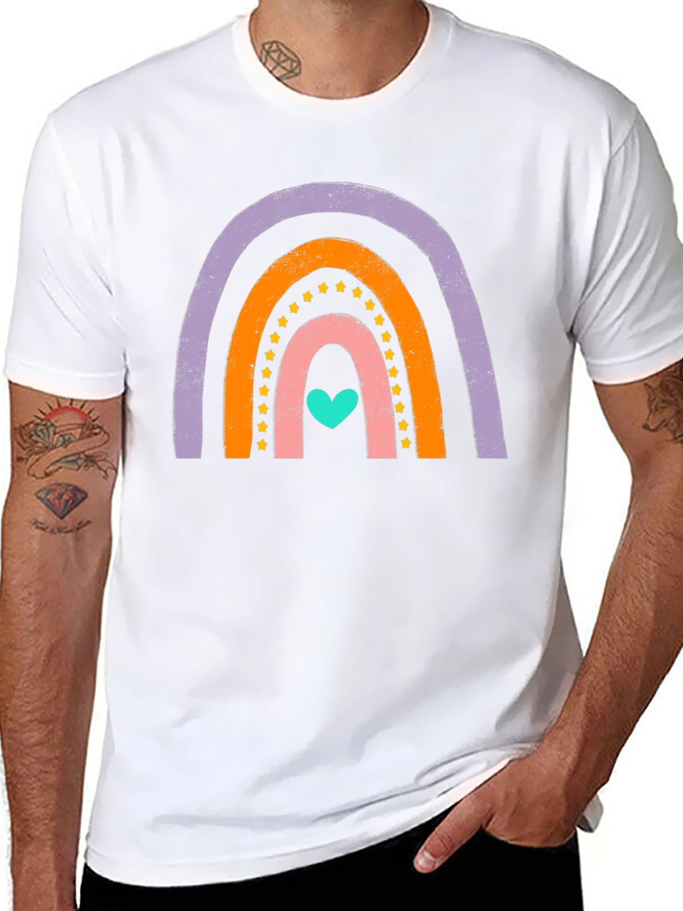 Rainbow Heart Graphic Tee - Soft Cotton Blend