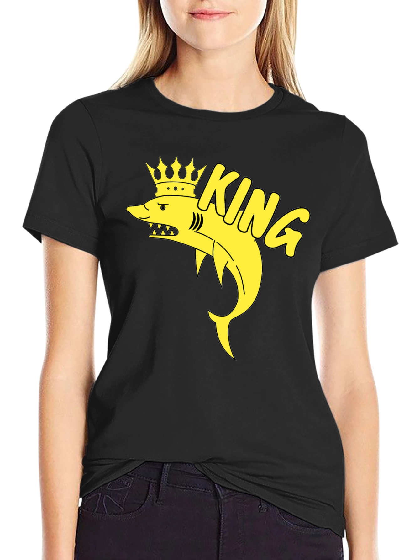King Shark T-Shirt - Black Cotton Graphic Tee
