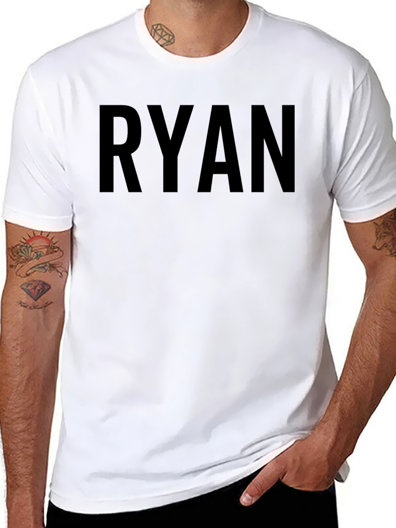 RYAN Text Tee - Classic Black Cotton Blend T-Shirt