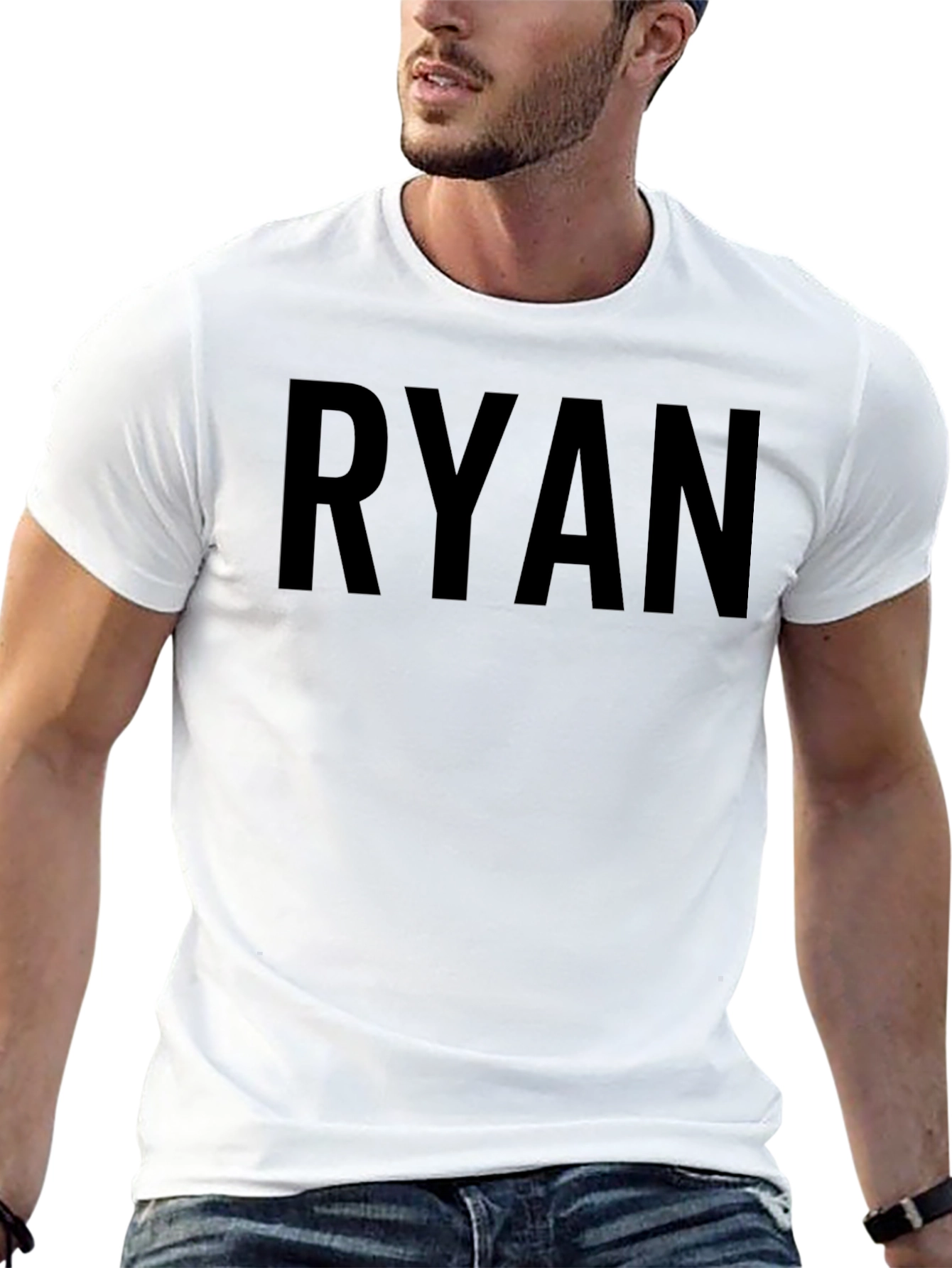 RYAN Text Tee - Classic Black Cotton Blend T-Shirt