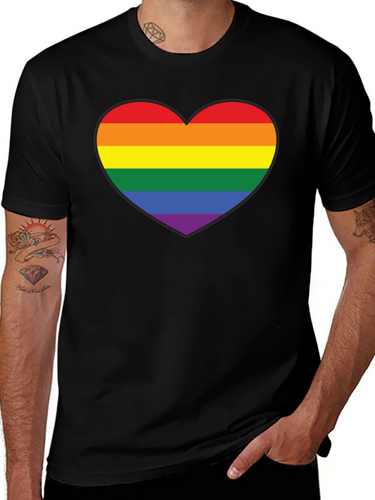 LGBT Pride Rainbow Heart Black T-Shirt