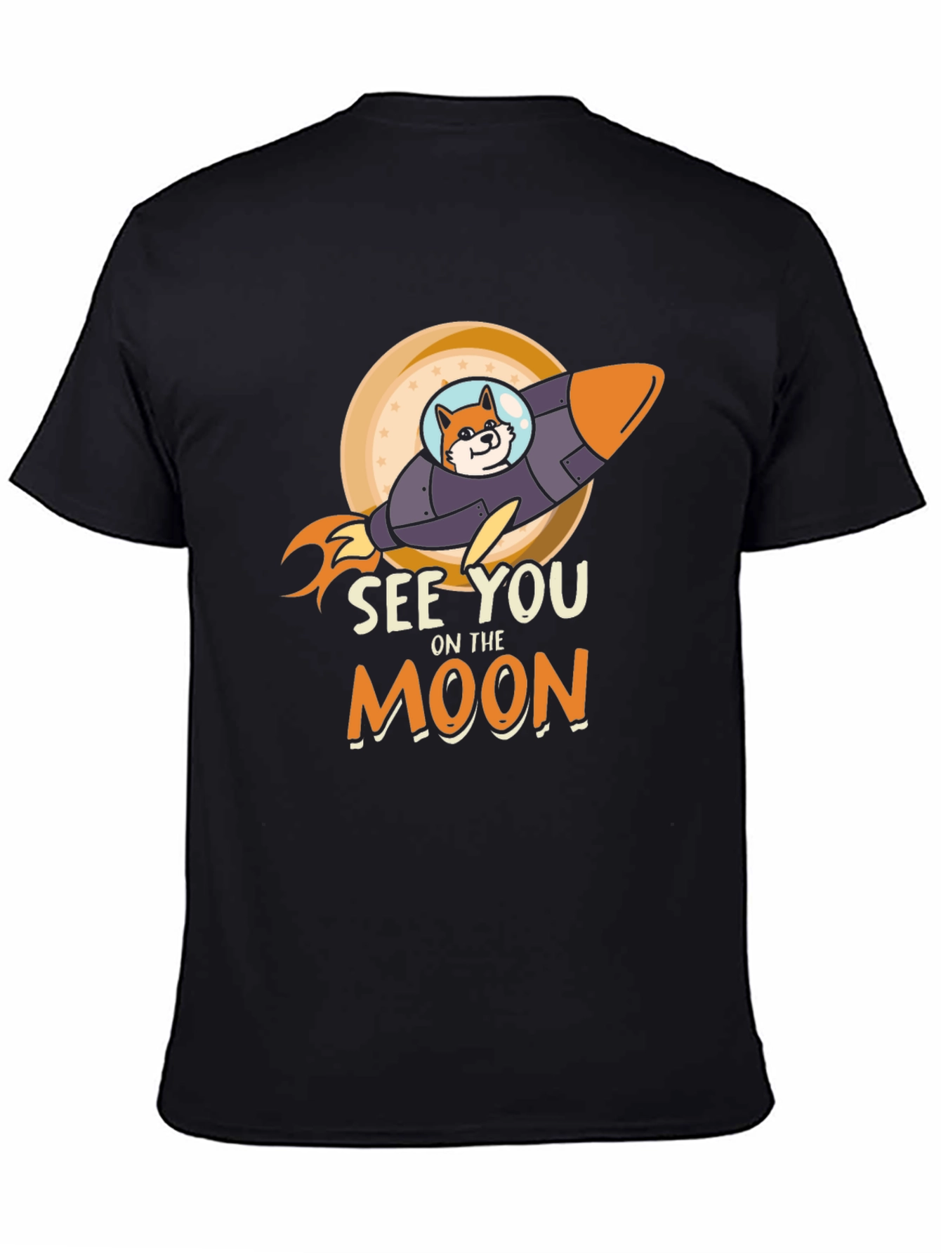 See You On The Moon Shiba Rocket Black T-Shirt