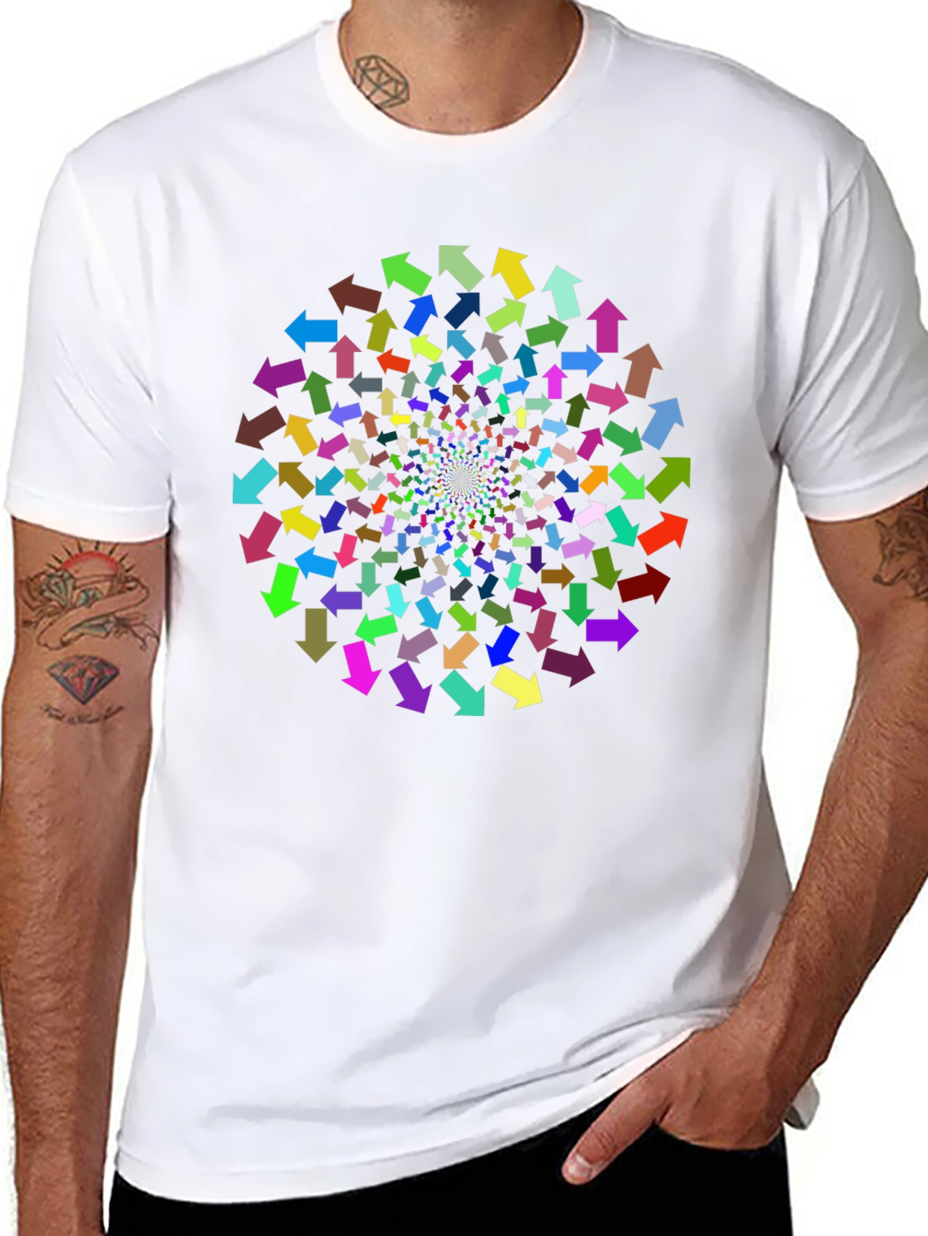 Abstract Arrow Vortex Graphic Print T-Shirt