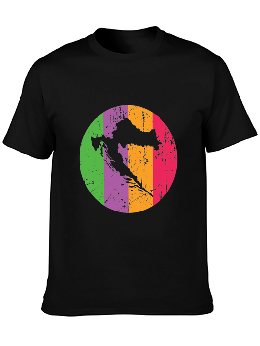 Croatia Map T-Shirt - Retro Style