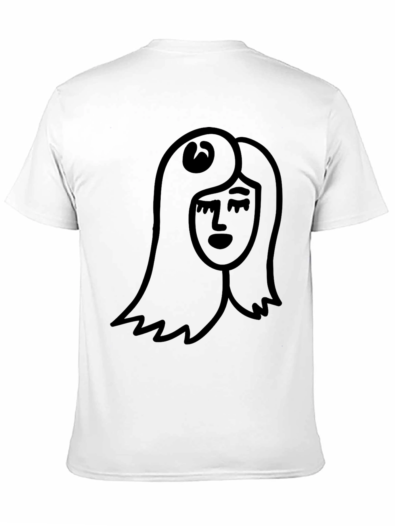 Minimalist Woman Face Black T-Shirt