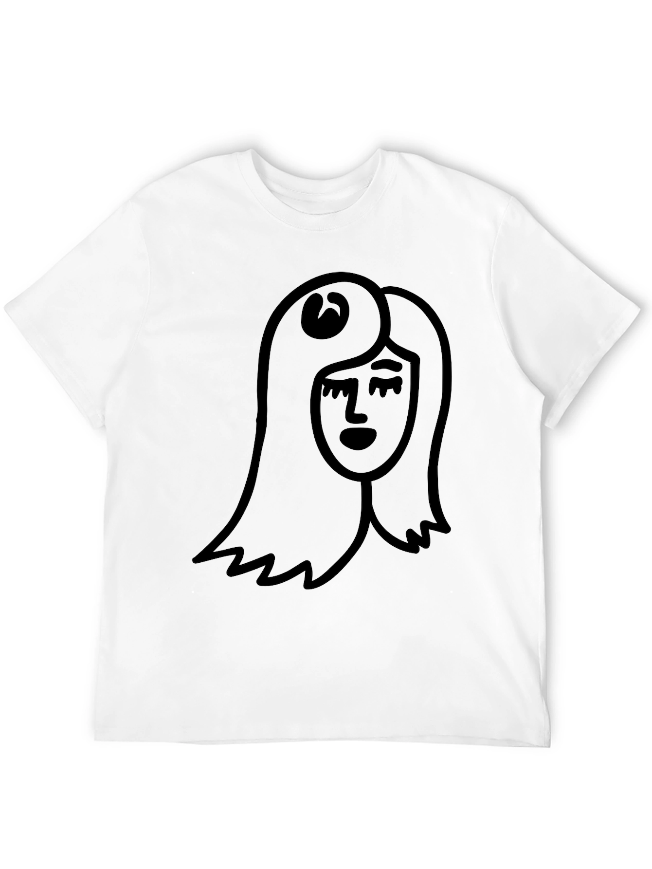 Minimalist Woman Face Black T-Shirt