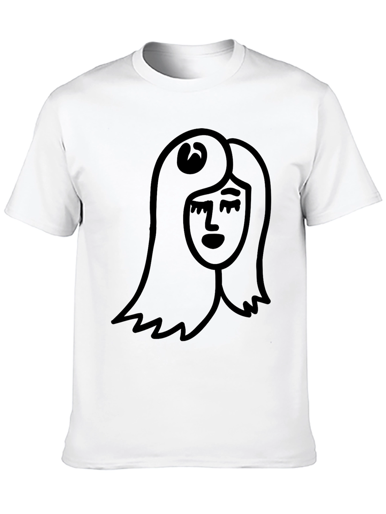 Minimalist Woman Face Black T-Shirt