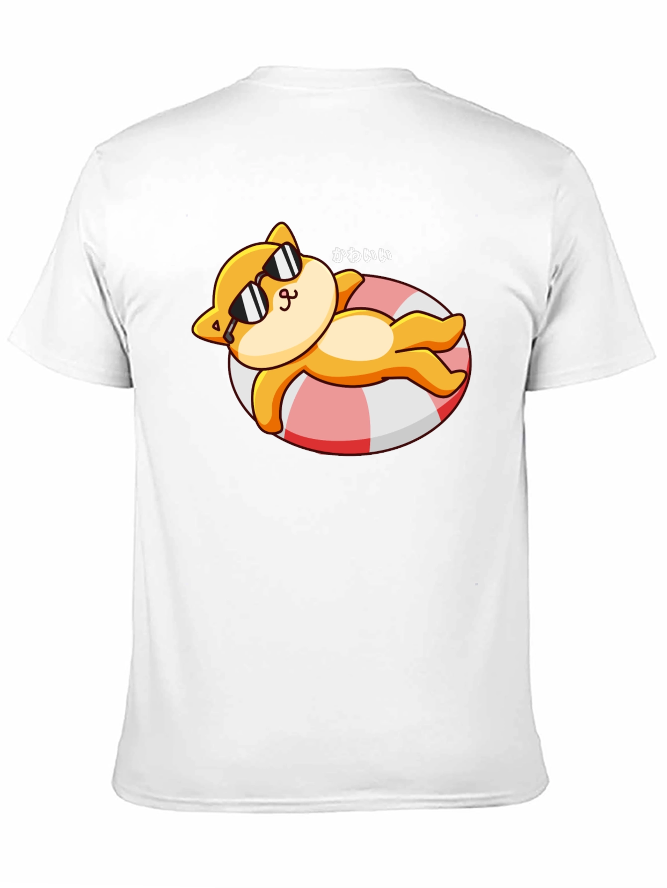 Cute Cat on Floatie Graphic T-Shirt - Black