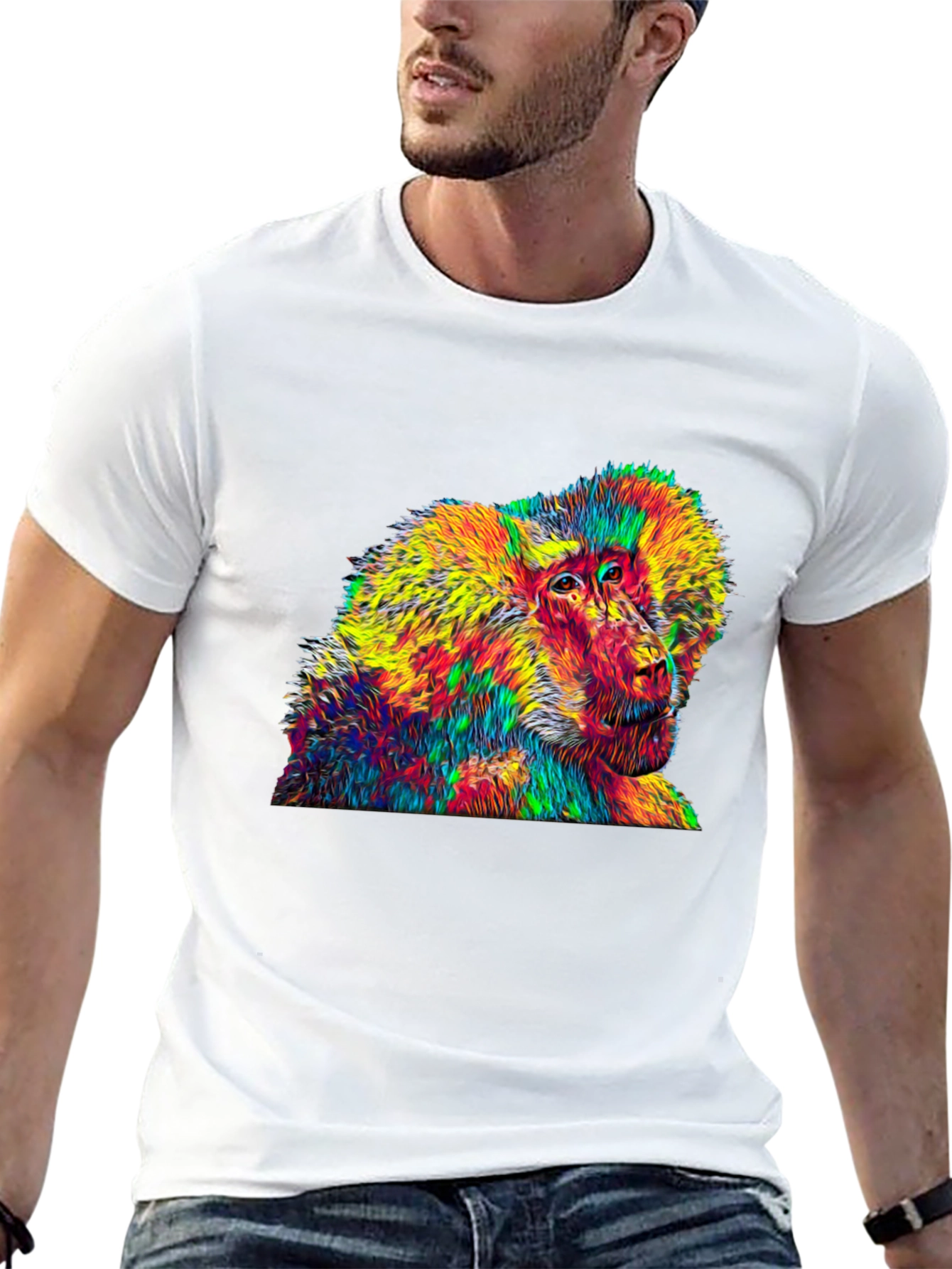 Vibrant Baboon Graphic Tee - Bold Statement Style