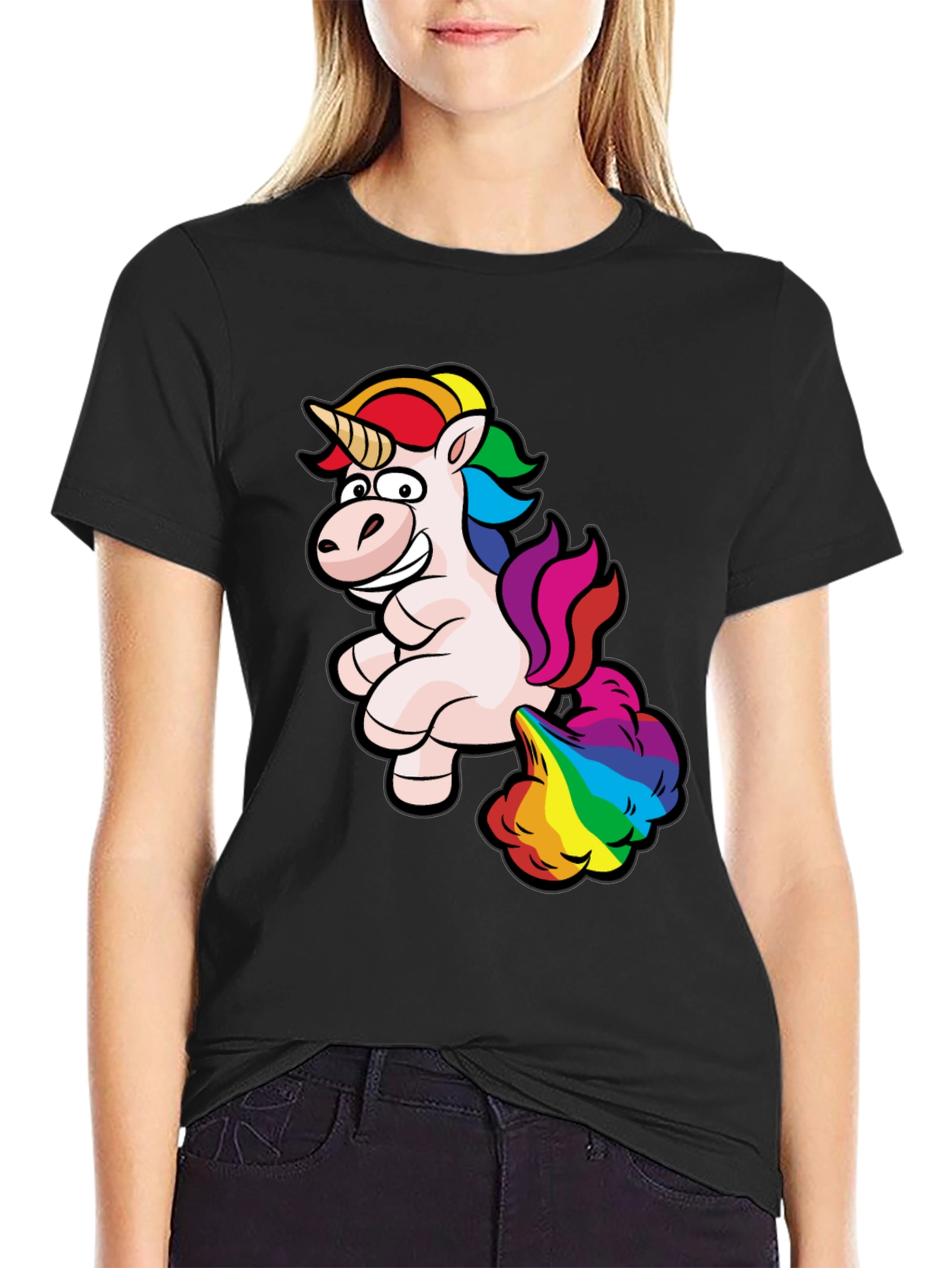 Rainbow Unicorn Farting Humor Tee