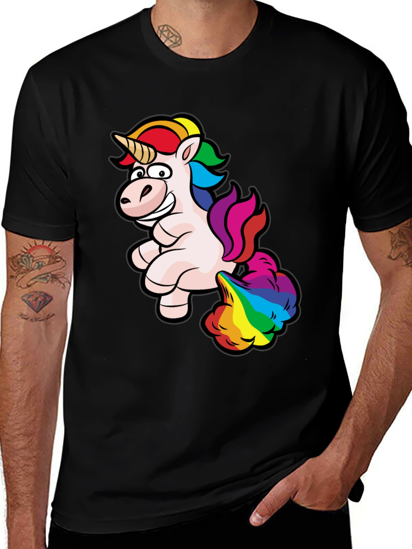 Rainbow Unicorn Farting Humor Tee