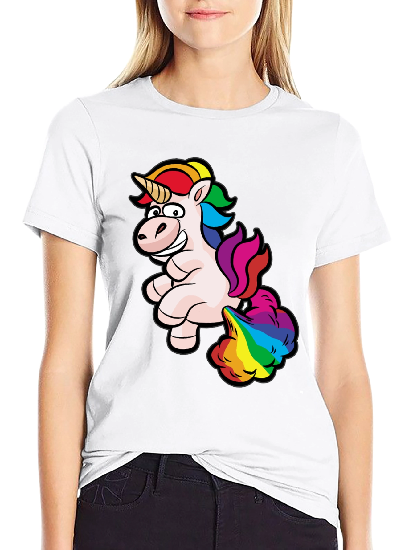 Rainbow Unicorn Farting Humor Tee