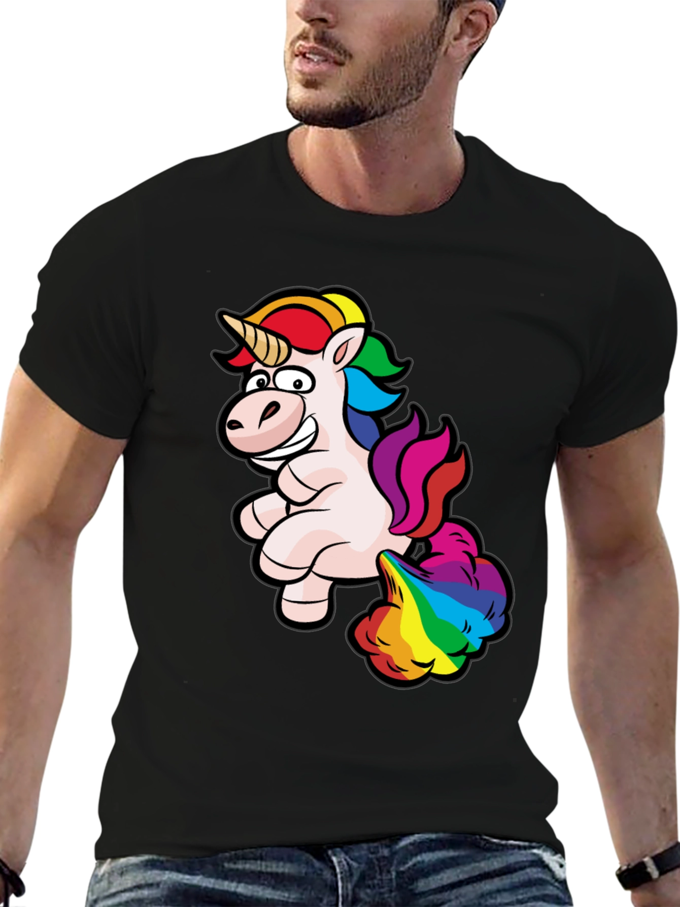 Rainbow Unicorn Farting Humor Tee