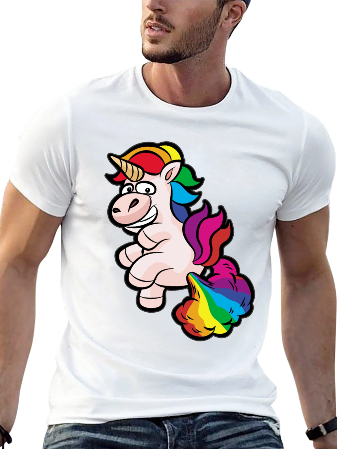 Rainbow Unicorn Farting Humor Tee