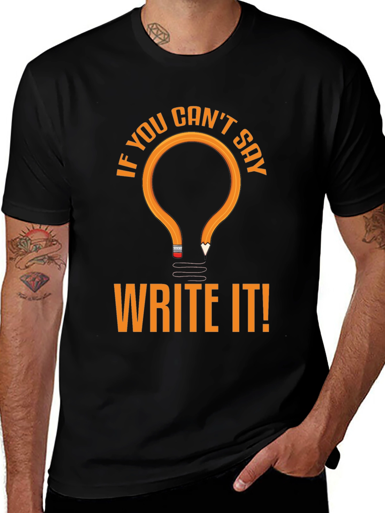 Write It! Novelty Graphic Tee - Black Cotton T-Shirt