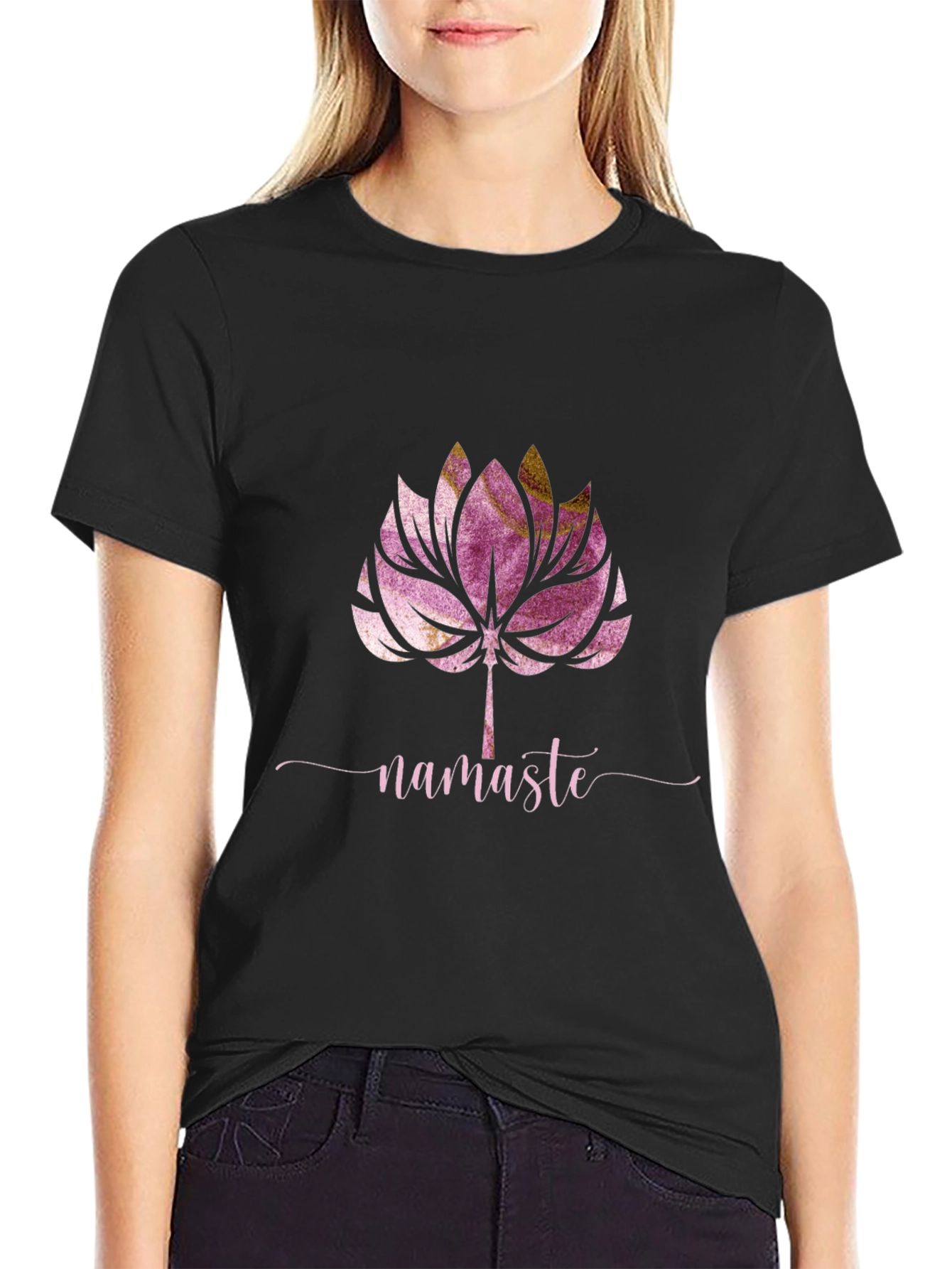 Namaste Lotus Graphic Tee - Yoga Inspired Design