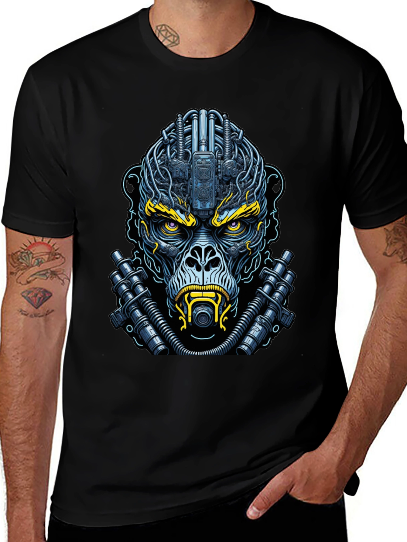 Cyberpunk Gorilla T-Shirt - Futuristic Ape Design