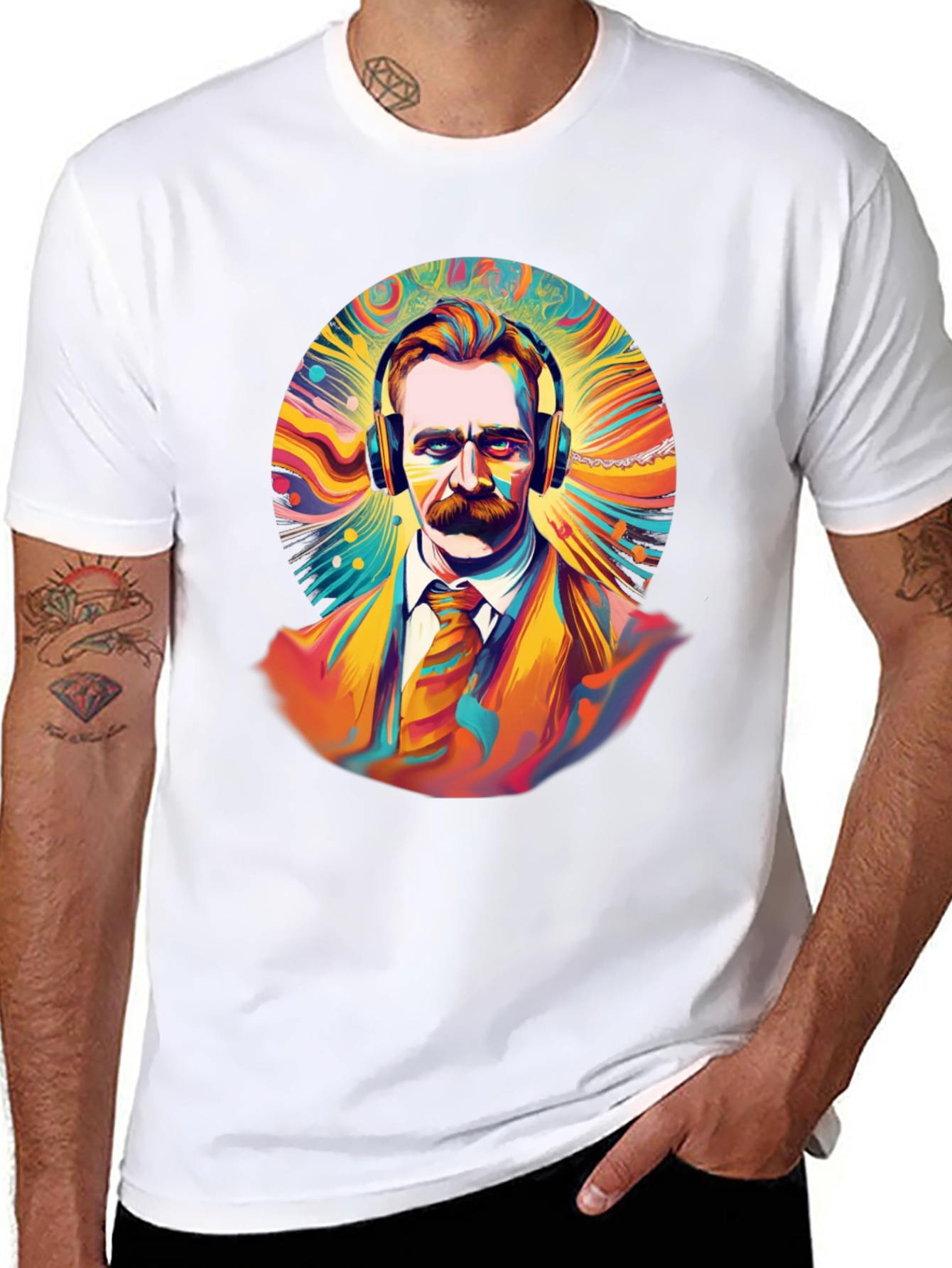 Psychedelic Nietzsche Graphic Tee - Unique Music Lover Shirt