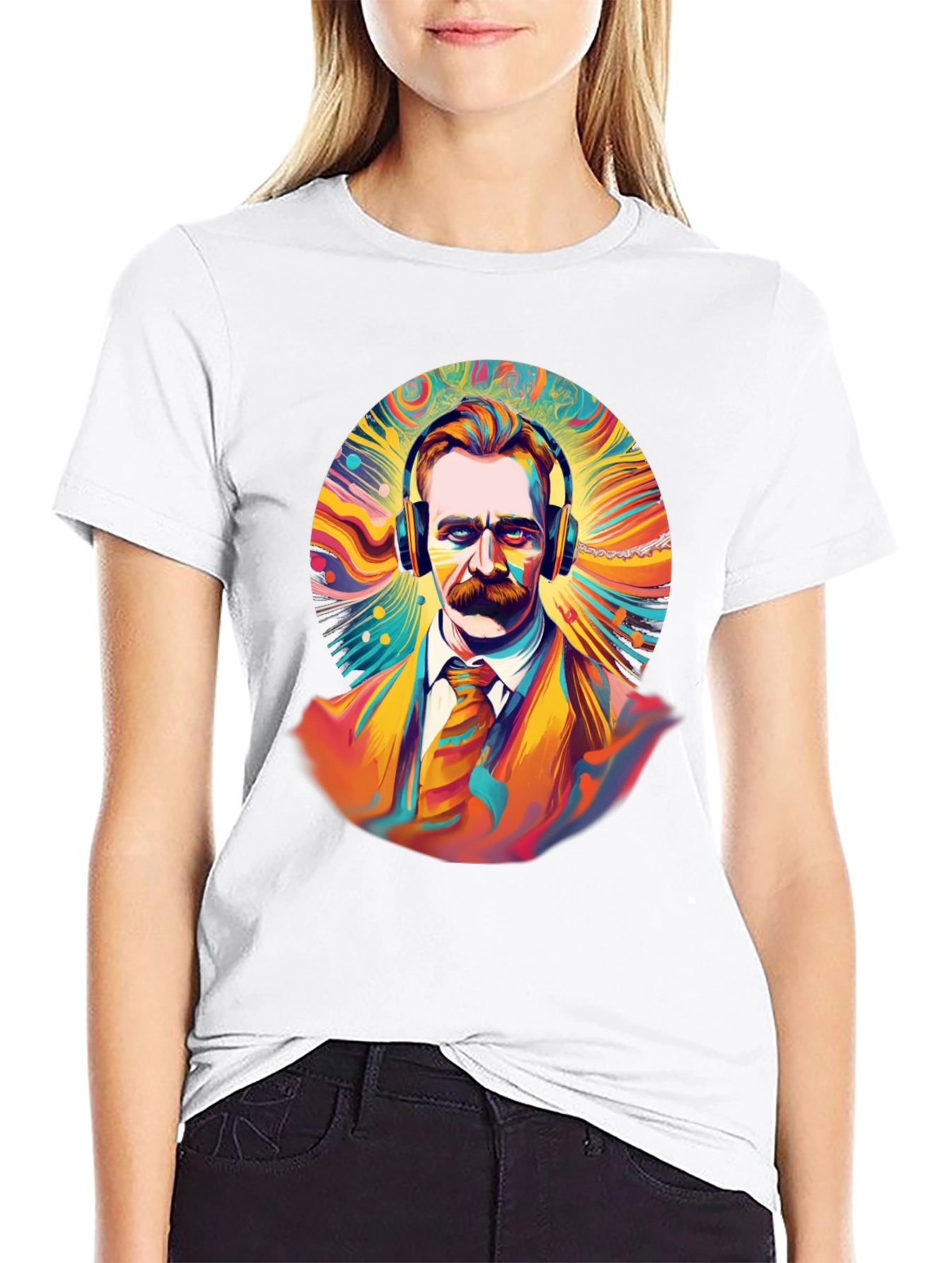 Psychedelic Nietzsche Graphic Tee - Unique Music Lover Shirt