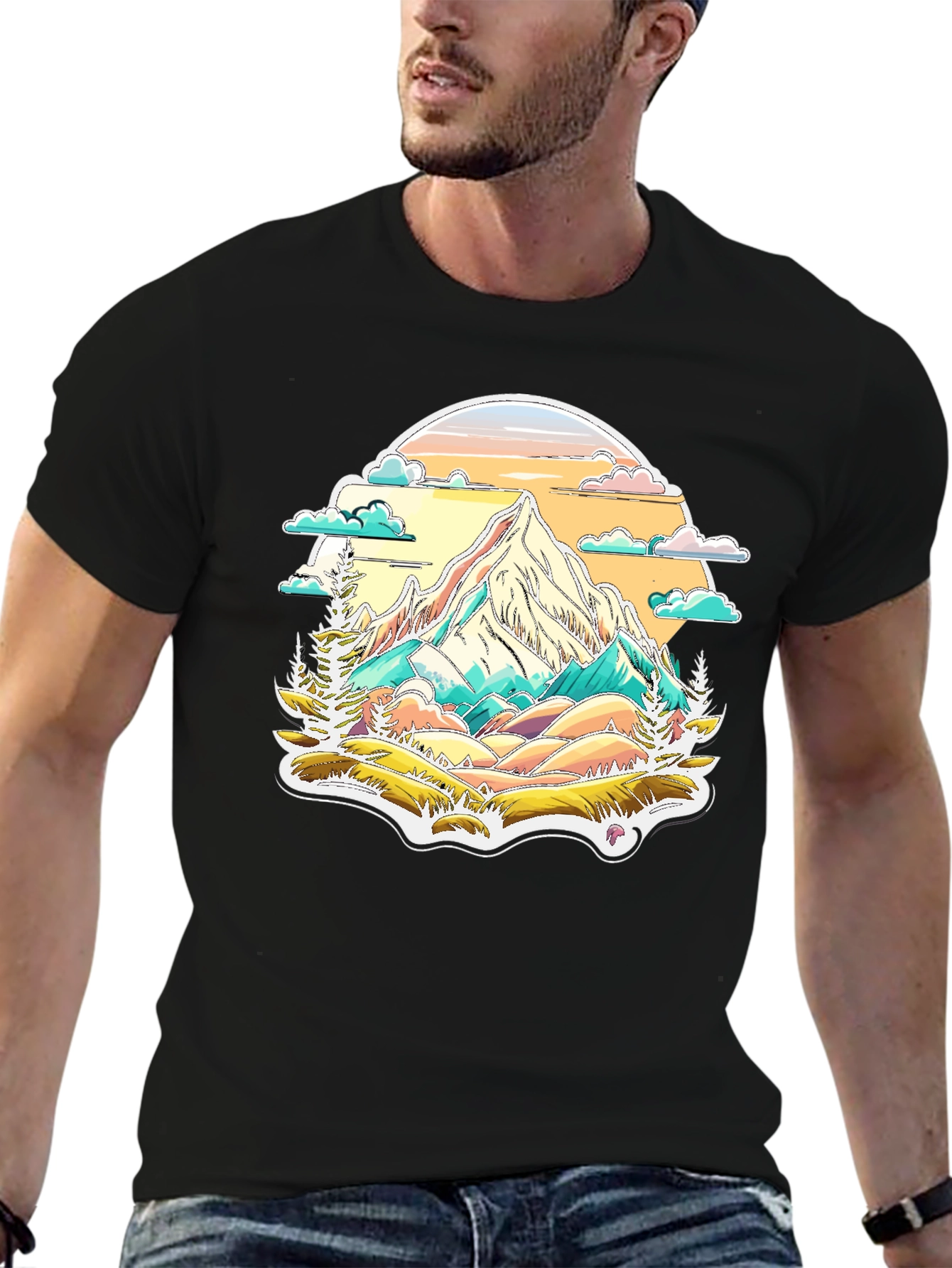 Mountain Scene Graphic Tee - Nature Lovers T-Shirt