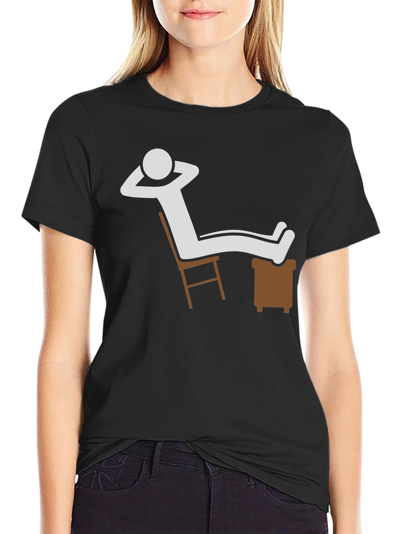 Relaxed Stick Figure Graphic Tee - Black